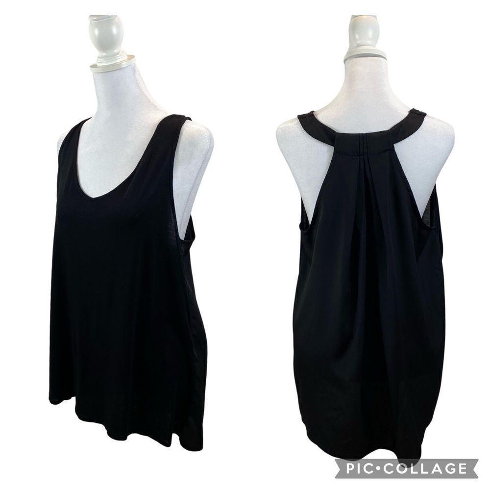 Halogen Brand Medium Black‎ Sleeveless Mixed Media Blouse